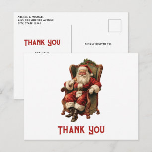 Santa Traditional Christmas Dank u Briefkaart