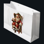 Santa Traditional Christmas Groot Cadeauzakje<br><div class="desc">Cadeauzakje met een  stijl afbeelding met klassieke Sinterklaas zittend in een ouderwetse armstoel. Heerlijk traditioneel kerstontwerp.</div>