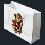 Santa Traditional Christmas Groot Cadeauzakje<br><div class="desc">Cadeauzakje met een  stijl afbeelding met klassieke Sinterklaas zittend in een ouderwetse armstoel. Heerlijk traditioneel kerstontwerp.</div>