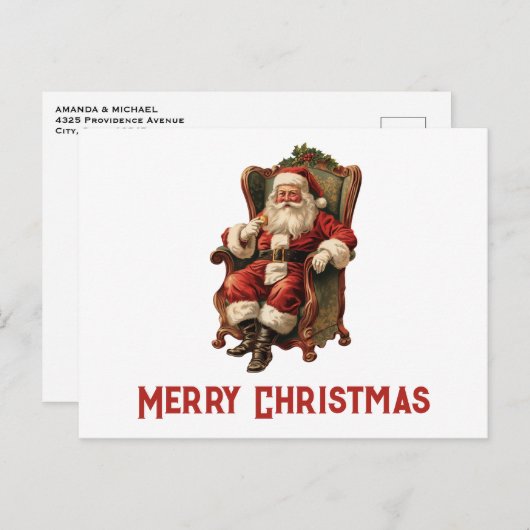  Santa Traditional Christmas Holiday Briefkaart (Voorkant / Achterkant)
