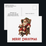 Santa Traditional Christmas Holiday Briefkaart<br><div class="desc">Kerst briefkaart met een  stijl afbeelding met klassieke Sinterklaas zittend in een ouderwetse armstoel. Heerlijk traditioneel kerstontwerp.</div>