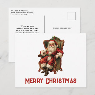 Santa Traditional Christmas Holiday Briefkaart