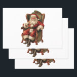 Santa Traditional Christmas Inpakpapier Vel<br><div class="desc">Inpakpapier vellen met een  stijl afbeelding met klassieke Sinterklaas zitten in een ouderwetse armstoel. Heerlijk traditioneel kerstontwerp.</div>