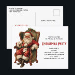 Santa Traditional Christmas Invitation Briefkaart<br><div class="desc">Kerst Party uitnodiging briefkaart met een  stijl afbeelding met klassieke Sinterklaas zitten in een ouderwetse armstoel. Heerlijk traditioneel kerstontwerp.</div>
