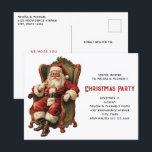 Santa Traditional Christmas Invitation Briefkaart<br><div class="desc">Kerst Party uitnodiging briefkaart met een  stijl afbeelding met klassieke Sinterklaas zitten in een ouderwetse armstoel. Heerlijk traditioneel kerstontwerp.</div>