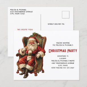 Santa Traditional Christmas Invitation Briefkaart