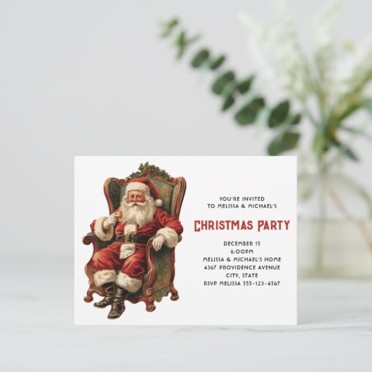  Santa Traditional Christmas Invitation Briefkaart (Staand voorkant)