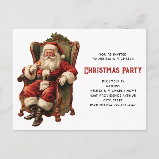  Santa Traditional Christmas Invitation Briefkaart (Voorkant)