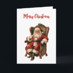 Santa Traditional Christmas Kaart<br><div class="desc">Kerstkaart met een afbeelding in  stijl met klassieke Sinterklaas zittend in een ouderwetse armstoel. Heerlijk traditioneel kerstontwerp.</div>