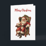 Santa Traditional Christmas Kaart<br><div class="desc">Kerstkaart met een afbeelding in  stijl met klassieke Sinterklaas zittend in een ouderwetse armstoel. Heerlijk traditioneel kerstontwerp.</div>