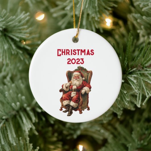 Santa Traditional Christmas Keramisch Ornament (Boom)
