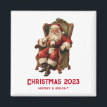 Santa Traditional Christmas Magneet<br><div class="desc">Een magneet met een afbeelding in  stijl met een klassieke Sinterklaas die in een ouderwetse armstoel zit. Heerlijk traditioneel kerstontwerp.</div>