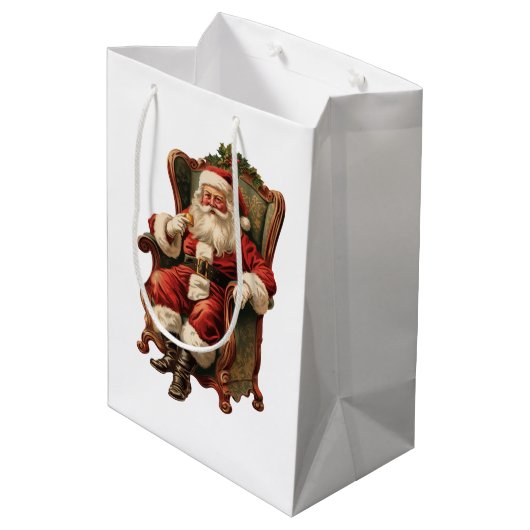 Santa Traditional Christmas Medium Cadeauzakje (Achterkant Gekanteld)