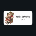 Santa Traditional Christmas Naamplaatje<br><div class="desc">Een naamplaatje met een  stijl afbeelding met klassiek Sinterklaas zittend in een ouderwetse armstoel. Heerlijk traditioneel kerstontwerp.</div>