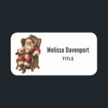 Santa Traditional Christmas Naamplaatje<br><div class="desc">Een naamplaatje met een  stijl afbeelding met klassiek Sinterklaas zittend in een ouderwetse armstoel. Heerlijk traditioneel kerstontwerp.</div>