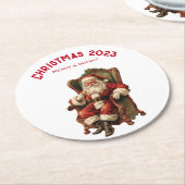 Santa Traditional Christmas Ronde Kartonnen Onderzetter (Gebogen)