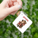 Santa Traditional Christmas Sleutelhanger<br><div class="desc">Een sleutelhanger met een afbeelding in  stijl met klassieke Sinterklaas die in een ouderwetse armstoel zit. Heerlijk traditioneel kerstontwerp.</div>