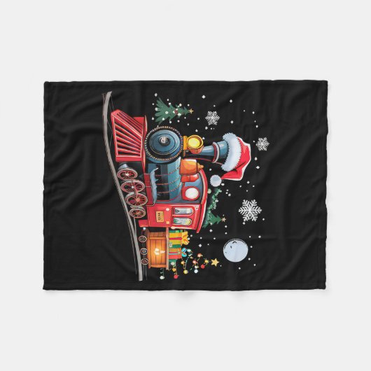 Santa Train Lights Christmas Driving Xmas Boys Kid Fleece Deken (Voorkant (Horizontaal))