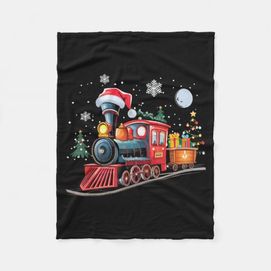 Santa Train Lights Christmas Driving Xmas Boys Kid Fleece Deken (Voorkant)