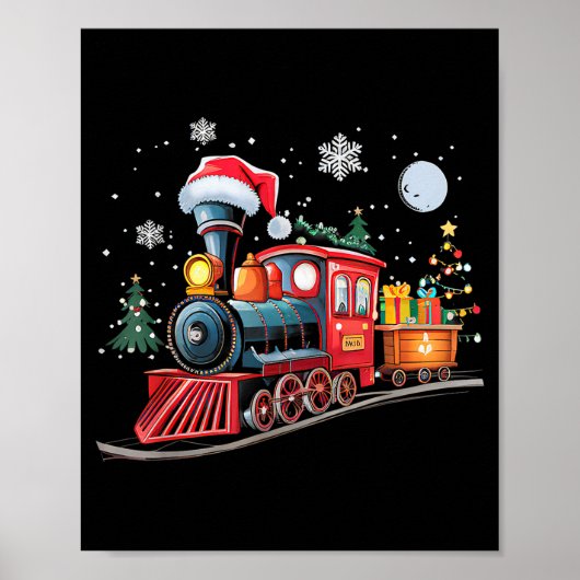 Santa Train Lights Christmas Driving Xmas Boys Kid Poster (Voorkant)