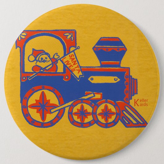 Santa Train Ronde Button 6,0 Cm (Voorkant)