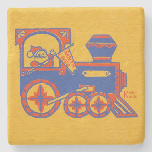 Santa Train Stenen Onderzetter (Voorkant)