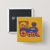 Santa Train Vierkante Button 5,1 Cm (Voorkant /achterkant)