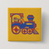 Santa Train Vierkante Button 5,1 Cm (Voorkant)