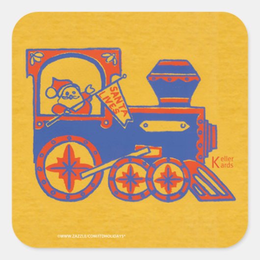 Santa Train Vierkante Sticker (Voorkant)