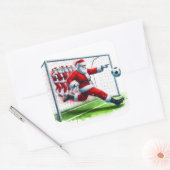 Santa trapt een Voetbal in een feestelijk wintersp Vierkante Sticker (Envelop)