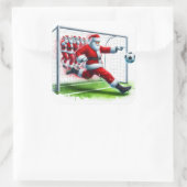 Santa trapt een Voetbal in een feestelijk wintersp Vierkante Sticker (Tas)