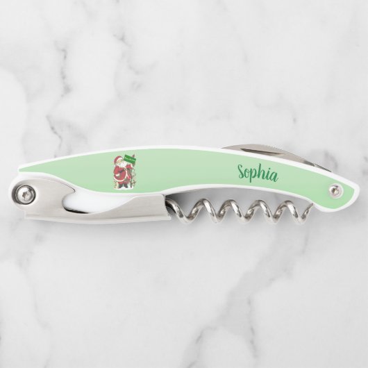 Santa Tree Dieren Vrolijk kerstgroen Kurkentrekker (Voorkant)