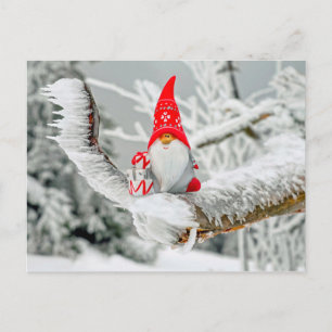 santa tree gnome-briefkaart briefkaart