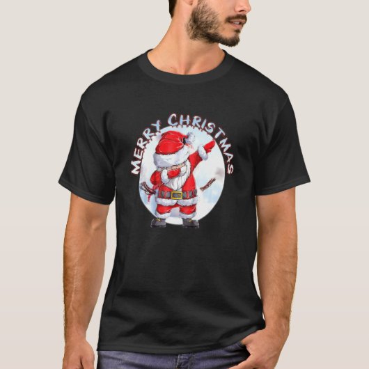 Santa Tree Snow Man Guy Dab Dabbing Move Merry Chr T-shirt (Voorkant)