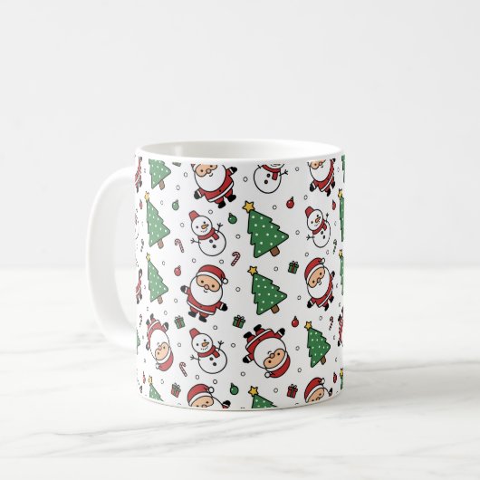 Santa, Tree & Snowman Christmas Mug Koffiemok (Voorkant links)
