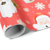 Santa Trees Sneeuwvlokken Rode Kerstmis Cadeaupapier (Rol Hoek)