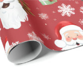 Santa Trees Sneeuwvlokken Rode Kerstmis Cadeaupapier (Rol Hoek)