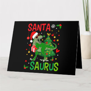 Santa TRex Kind kerstmis-dinosaurus Tree Rex Boy F Kaart