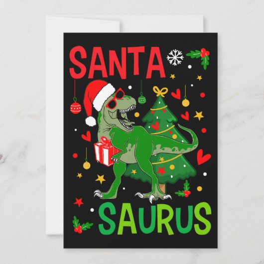 Santa TRex Kind kerstmis-dinosaurus Tree Rex Boy F Kaart (Voorkant)