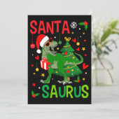 Santa TRex Kind kerstmis-dinosaurus Tree Rex Boy F Kaart (Staand voorkant)