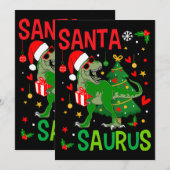 Santa TRex Kind kerstmis-dinosaurus Tree Rex Boy F Kaart (Voorkant / Achterkant)
