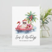 Santa Tropical Beach Kerstseizoenen Groeten Feestdagenkaart (Staand voorkant)