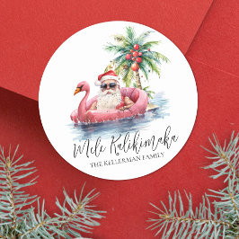 Santa Tropical Beach Mele Kalikimaka Kerstmis Ronde Sticker