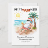 Santa Tropical Beach Vacation Christmas Feestdagenkaart (Voorkant)