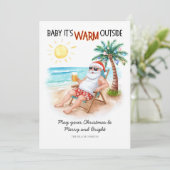 Santa Tropical Beach Vacation Christmas Feestdagenkaart (Staand voorkant)
