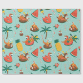 Santa Tropical kerstpatroon Cadeaupapier (Vlak)