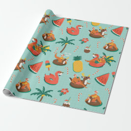 Santa Tropical kerstpatroon Cadeaupapier