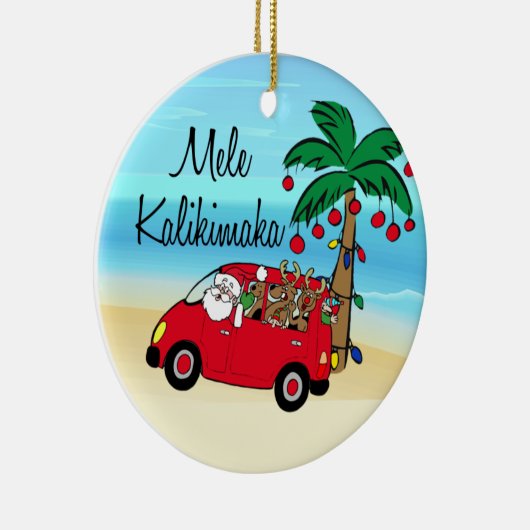 Santa Tropisch Hawaiian kerstversiering rijden Keramisch Ornament (Rechts)