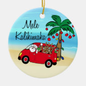 Santa Tropisch Hawaiian kerstversiering rijden Keramisch Ornament (Voorkant)