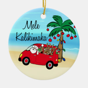 Santa Tropisch Hawaiian kerstversiering rijden Keramisch Ornament